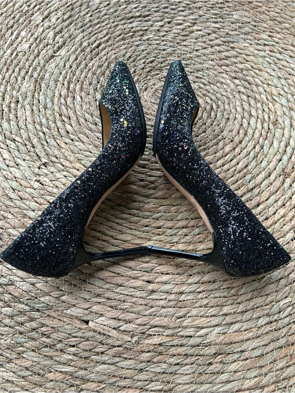 🚩steal Jimmy Choo Black Multi-Glitter Pointed Toe Pumps - Picture 6 of 9